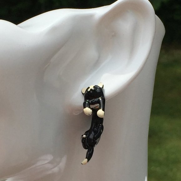 90s Vtg Enamel Cat 3D Drop Earrings - So Cute! - Picture 14 of 15